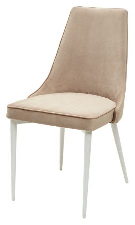 Стул NEPAL-P бежевый #5 велюр, белый каркас