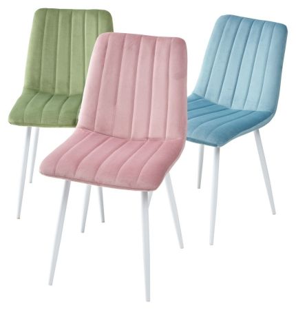 Стул DUBLIN G108-56 пудровый синий велюр, белый каркас