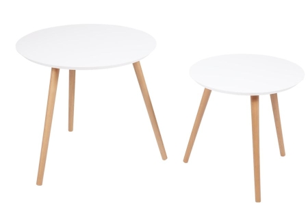 Стол журнальный "Омега 2" белый, натуральный, без шпона