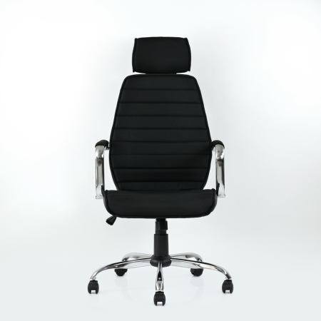 Кресло K-90 черная ткань и черная кожа, газлифт 3кл Кресло K-90 черная ткань и черная кожа, газлифт 3кл