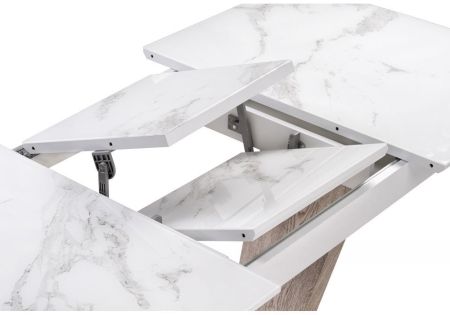 Стол Петир дуб с пилением, белая шагрень