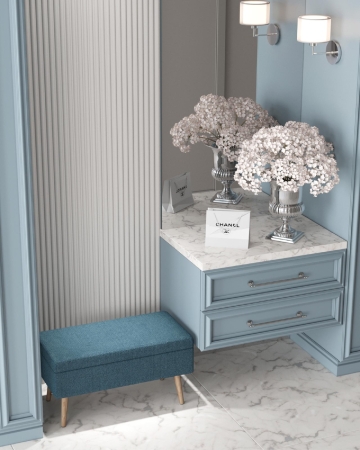 Банкетка Сторми с ящиком темно-синий