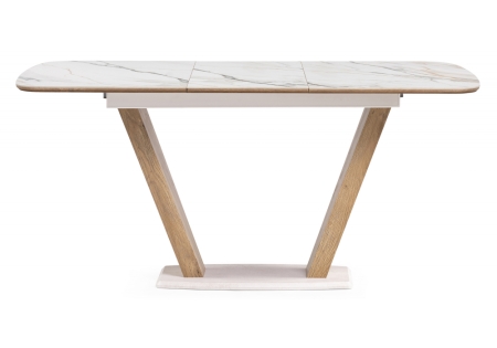 Керамический стол Петир 120(160)х80х75 золотой белый, дуб монтана