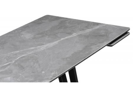 Керамический стол Памелла 140(200)х80 серый мрамор, черный