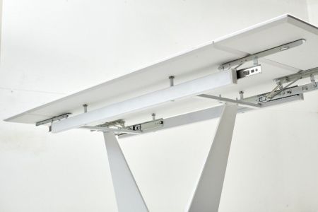 Стол Ниагара 140 белый мрамор, стекло, белый каркас