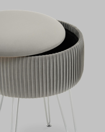 Пуф Астор серебристый серебряные ножки