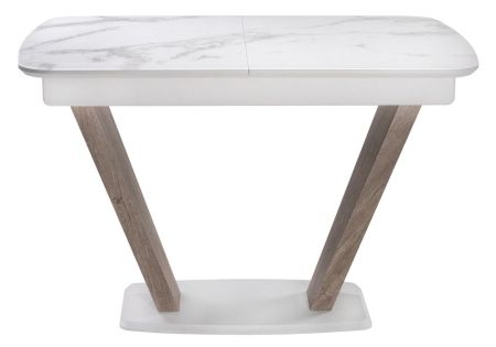 Стол Петир дуб с пилением, белая шагрень