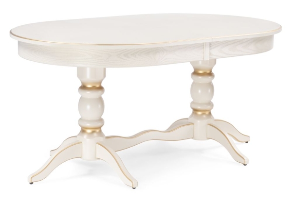 Стол деревянный Дейвер 160(220)х100 слоновая кость, золото