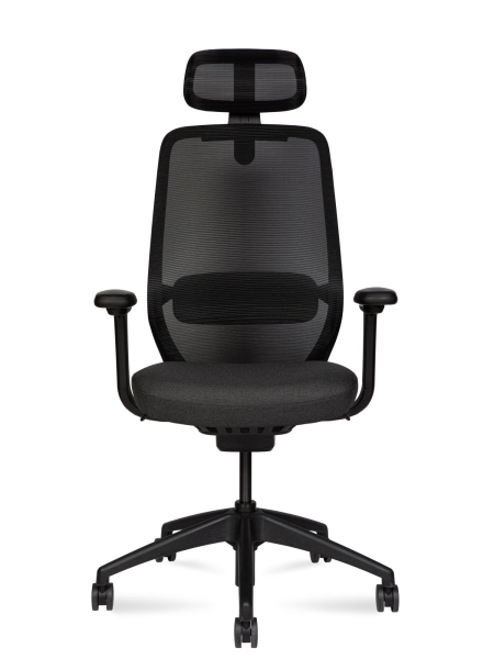 Кресло офисное Volta черный, ткань и пластик, мягкое сиденье, с подлокотниками