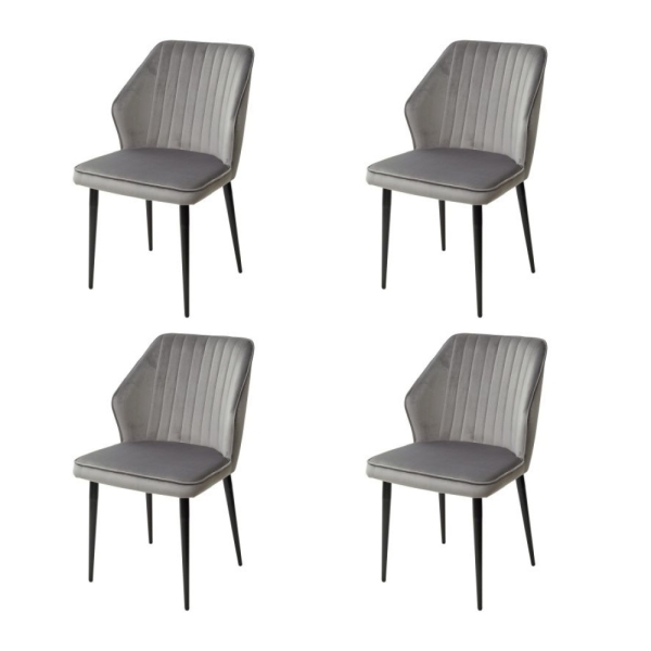 Стул SEATTLE-V светло-серый #26 велюр, черный каркас