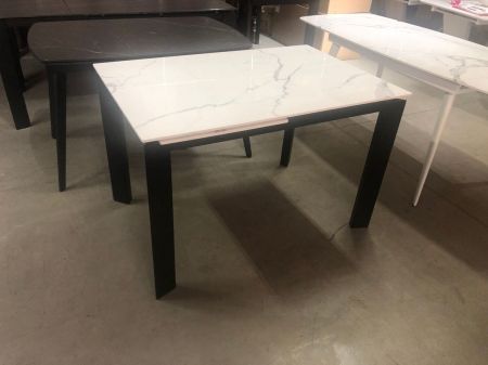 Стол CORNER 120 GLOSS STATUARIO WHITE SINTERED STONE, BLACK