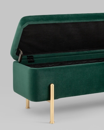 Банкетка Болейн с ящиком велюр зеленый