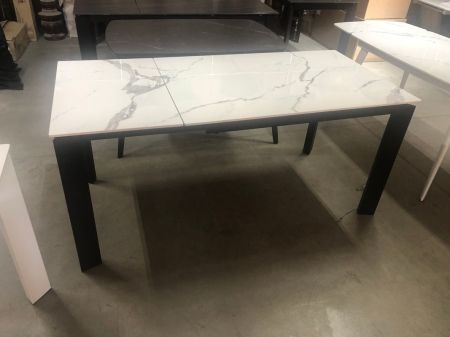 Стол CORNER 120 GLOSS STATUARIO WHITE SINTERED STONE, BLACK