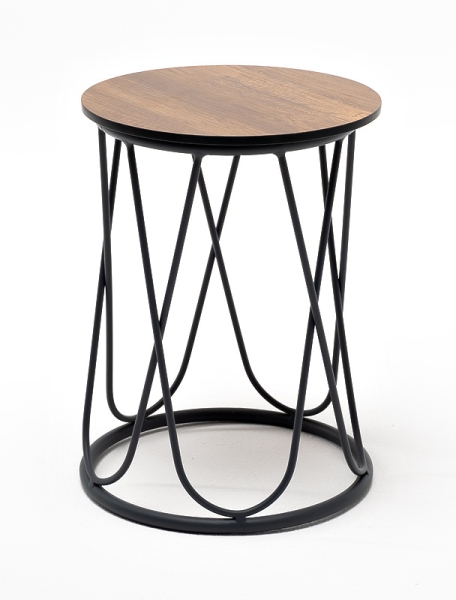 "Перу" журнальный стол из HPL круглый Ø40 H55, каркас из алюминия темно-серый (RAL 7024) муар, столешницы дуб