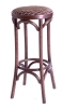 Барный деревянный табурет Венский 750 темный тон с мягким сиденьем из коричневой ткани
