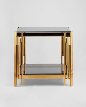 Журнальный столик 55*55 ГЭТСБИ золото стекло дым