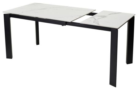 Стол CORNER 120 GLOSS STATUARIO WHITE SINTERED STONE, BLACK