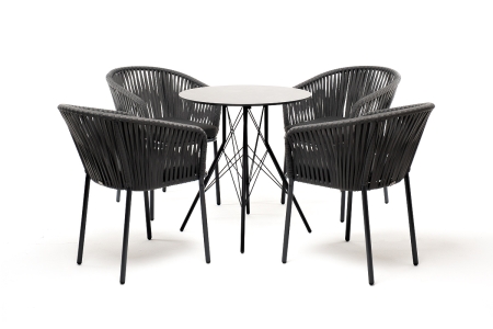 "Конте" обеденная группа на 4 персоны, круглый стол, цвет "серый гранит"