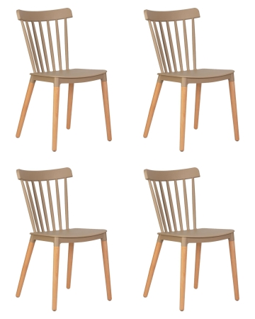 Набор 4 шт Стул обеденный THEO, ножки светлый бук бежевый (GR-03)