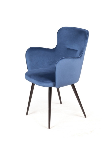 Стул с подлокотниками King, бархат синий
