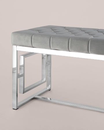 Банкетка-скамейка БРУКЛИН велюр серый сталь серебро Банкетка-скамейка БРУКЛИН велюр серый сталь серебро