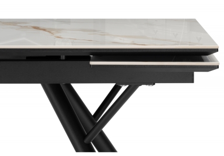 Керамический стол Ворен 180(240)x90 золото, черный кварц, черный