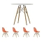 Стол EAMES D100 белый + 4 стула EAMES style оранжевые