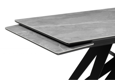 Керамический стол Блэкберн 140(200)х80 серый мрамор larka grey, черный