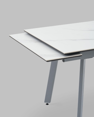 Стол Тайл 140-200/85/75 столешница Snow white подстолье металл серый Стол Тайл 140-200/85/75 столешница Snow white подстолье металл серый