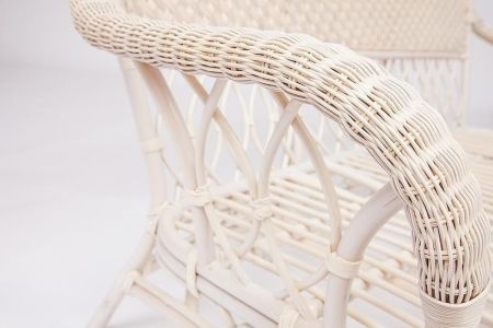 Комплект для отдыха "ANDREA" (диван + 2 кресла + журн. столик со стеклом + подушки) белый, ткань рубчик, кремовый