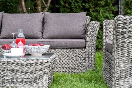 Лаунж-зона "Капучино" из искусственного ротанга (гиацинт), цвет серый