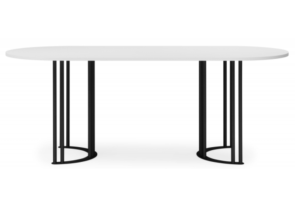 Стол деревянный Хьюго О 180 х 90 белая шагрень пленка, черные ноги Стол деревянный Хьюго О 180 х 90 белая шагрень пленка, черные ноги