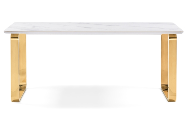 Стол керамический Селена 4 180х90х77 белый мрамор, золото