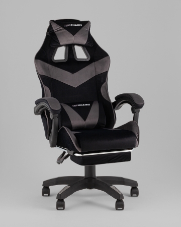Кресло спортивное TopChairs MG-7019 велюр черно-серый фото в интернет-магазине Stoolmarket
