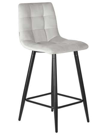 Стул полубарный OLIVIA черные матовые ножки, светло-серый велюр 108-52