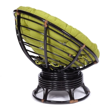 Кресло-качалка "PAPASAN" w 23 и 01 B с подушкой, античный черно-коричневый, флок олива, 23