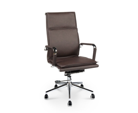 Кресло офисное Харман (brown) хром темно- коричневая экокожа