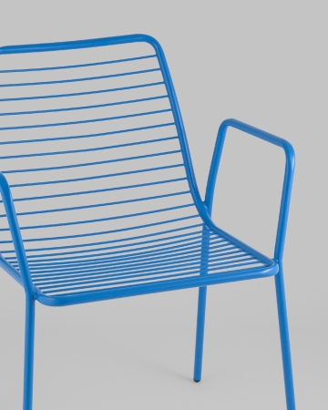 Стул с подлокотниками Дели металл голубой