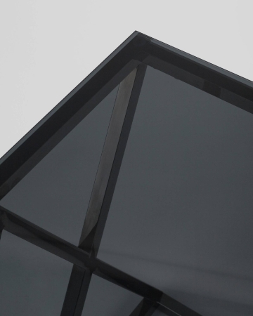 Журнальный стол 55*55 ИНСИГНИЯ сталь темный хром стекло дым