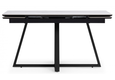 Керамический стол Памелла 140(200)х80х75 белый мрамор, черный