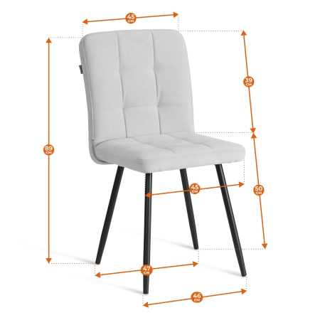 Стул обеденный Medeo синий, велюр и металл, мягкое сиденье, без подлокотников Стул обеденный Medeo синий, велюр и металл, мягкое сиденье, без подлокотников