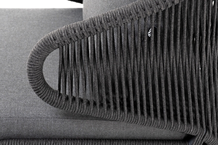 "Милан" лаунж-зона 5-местная плетеная из роупа (веревки), каркас алюминиевый серый, роуп темно-серый