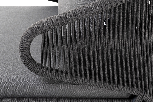 "Милан" лаунж-зона 5-местная плетеная из роупа (веревки), каркас алюминиевый серый, роуп темно-серый