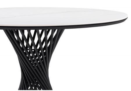 Керамический стол Вивиен 90x90x75 белый мрамор, черный