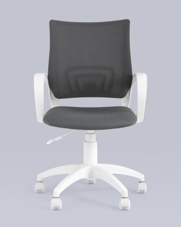 Кресло офисное ST-BASIC-W TopChairs серая ткань крестовина белый пластик фото в интернет-магазине Stoolmarket
