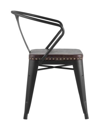 Стул TOLIX ARMS SOFT с подлокотниками черный матовый