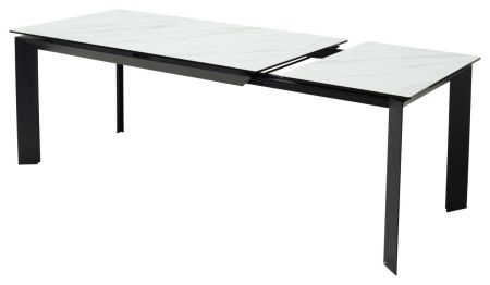 Стол CREMONA 140 KL-99 белый мрамор матовый итальянская керамика, черный каркас