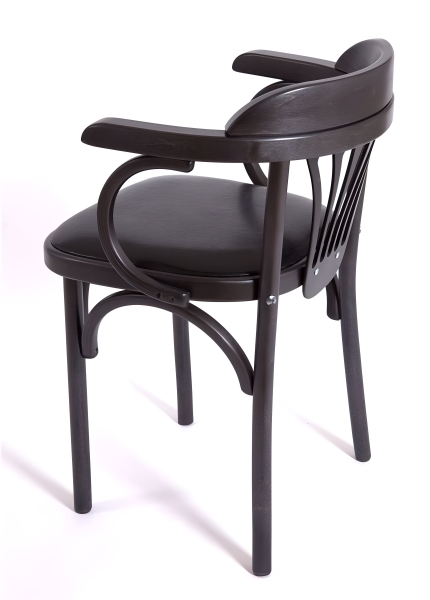 Деревянный стул Венский венге с мягким сиденьем из черной экокожи