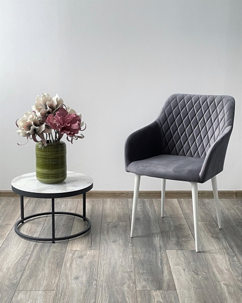 Стул BRANDY-X серый #27 белый каркас, велюр Стул BRANDY-X серый #27 белый каркас, велюр