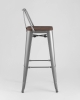 Стул барный TOLIX WOOD со спинкой серебристый матовый